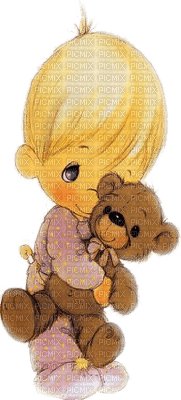 precious moments boy with teddy - bezmaksas png