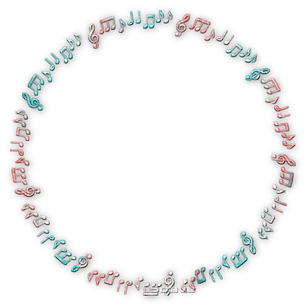 soave frame music note deco circle pink teal - PNG gratuit