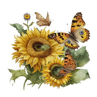sunflower/butterfly - nemokama png