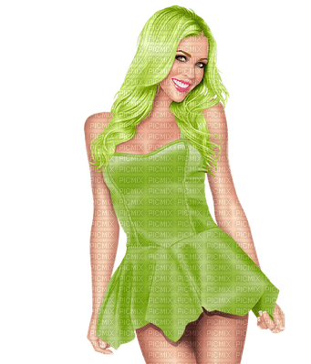 woman green hair bp - безплатен png
