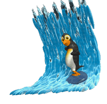surfing penguin - Animovaný GIF zadarmo