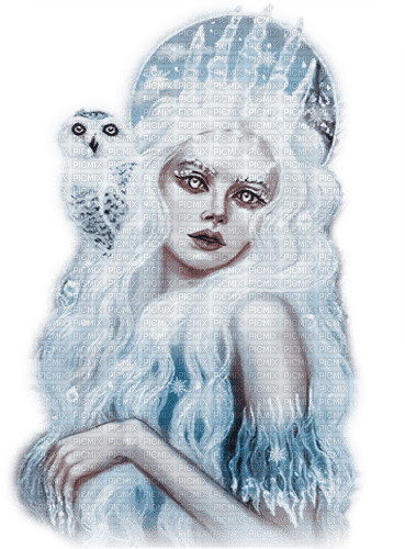 soave woman winter fantasy owl queen  blue brown - png gratuito