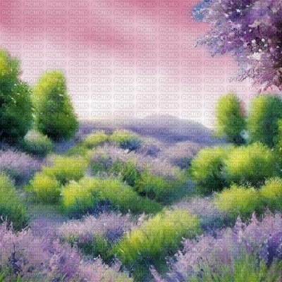 Lavender Field with Pink Sky - фрее пнг