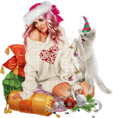 Kaz_Creations Colour Girls Christmas Noel  Cats Cat Kitten - PNG gratuit
