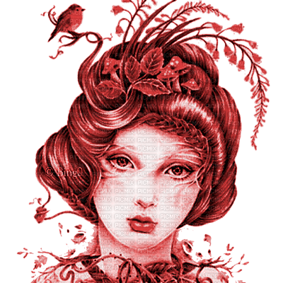 Y.A.M._Art Fantasy woman girl red - ilmainen png