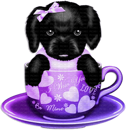 soave deco valentine cup  animals dog  black white - Free PNG