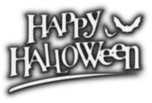 Happy Halloween.Text.Black.White - png gratuito