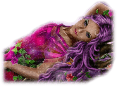 femme au cheveux violet.Cheyenne63 - nemokama png