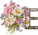 image encre animé effet fleurs lettre E edited by me - Free animated GIF