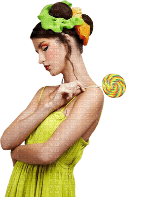 Kaz_Creations Woman Femme Yellow-Lime - 免费PNG