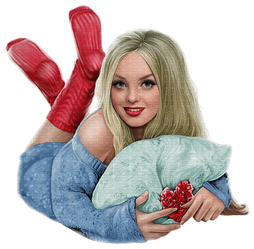 Woman with a pillow - kostenlos png