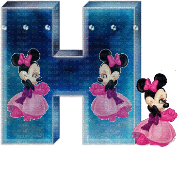 image encre animé effet lettre H Minnie Disney  edited by me - Бесплатный анимированный гифка