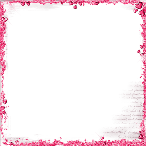 Pink Hearts and Glitter Frame - PNG gratuit