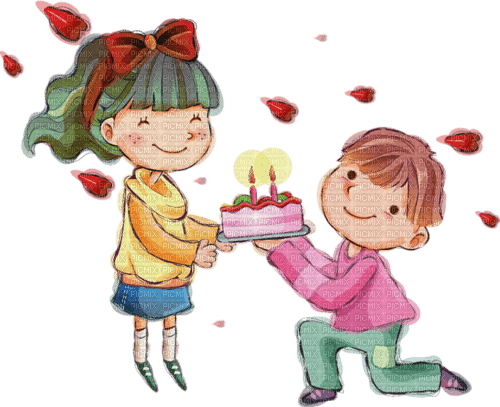 kikkapink deco scrap birthday cake couple - nemokama png