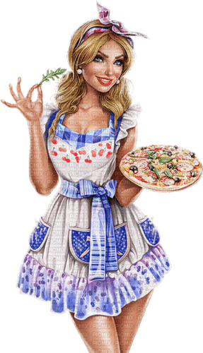 Woman with a pizza. Leila - bezmaksas png