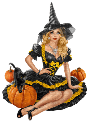 kvinna-halloween - kostenlos png