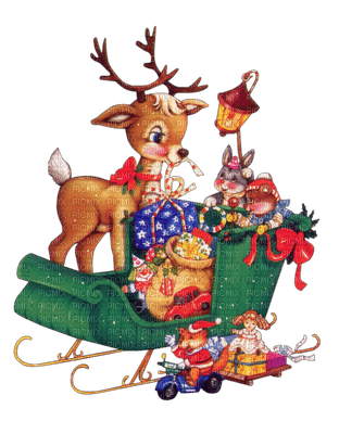 Deer, Sled, and Toys - δωρεάν png