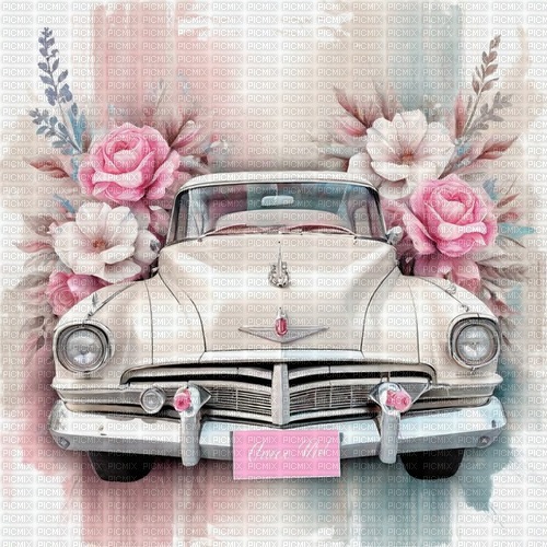 springtimes spring car vintage deco background - 無料png