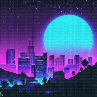 neon background city - Free PNG