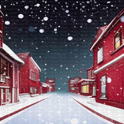 Winter Street at Night - Безплатен анимиран GIF