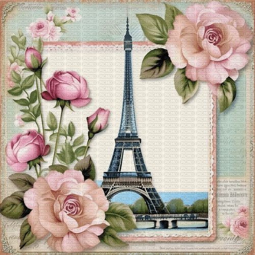 springtimes vintage paris postcard - darmowe png