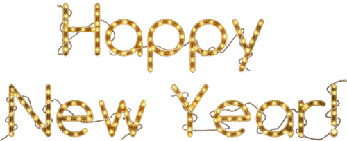 Happy New Year.Text.gold.Victoriabea - Free PNG
