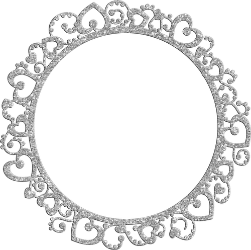 Hearts.Circle.Frame.Silver - PNG gratuit