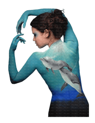 dolceluna woman dolphin fantasy - Free PNG