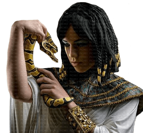 Woman Egyptian Snake Gold White Black - Bogusia - 免费PNG