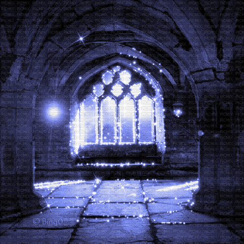 Y.A.M._Gothic Fantasy background Interior blue - Animovaný GIF zadarmo