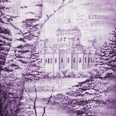 Y.A.M._Winter landscape background Russia purple - Bezmaksas animēts GIF