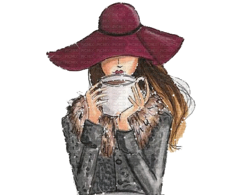 dolceluna woman fashion hat gif coffee - Animovaný GIF zadarmo