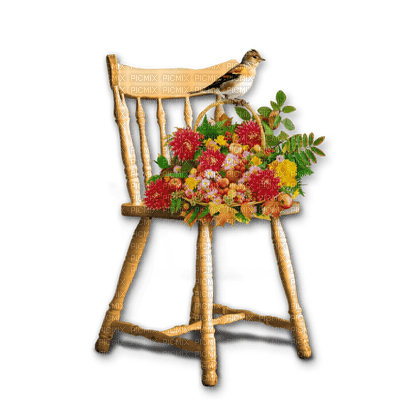 Kaz_Creations Deco Chair Flowers Flower Colours Plant Vase - png gratis