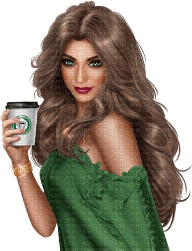 Femme avec un café en main - png gratuito