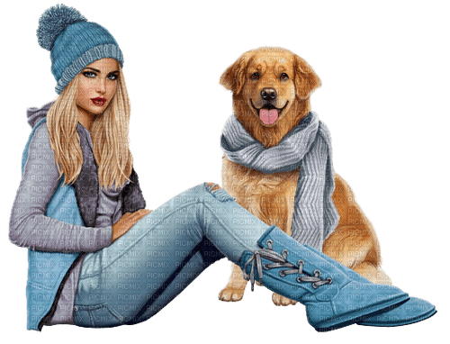 kvinna-hund-woman and dog--sitter--seated - бесплатно png