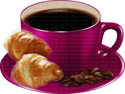 Cup Coffee Violet  Croissants - Bogusia - 無料png