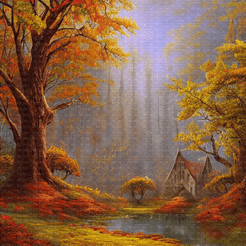kikkapink autumn background house - zadarmo png