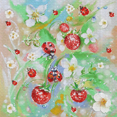 soave background animated ladybug flowers  red - Ilmainen animoitu GIF