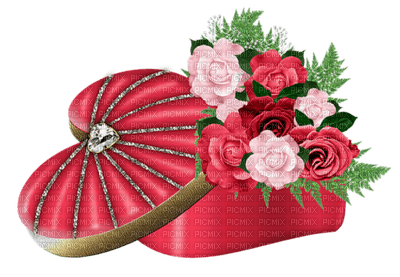 Kaz_Creations Valentine Deco Love Hearts Gift Box Flowers - png gratis