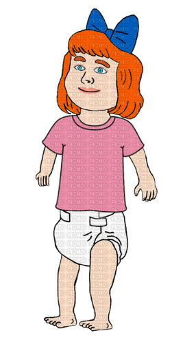 Redhead baby girl in pink shirt 2 - png gratis
