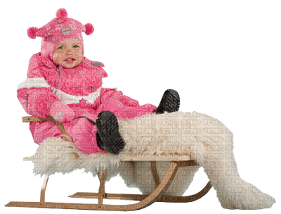 Kaz_Creations Baby Enfant Child Girl On Sleigh - kostenlos png