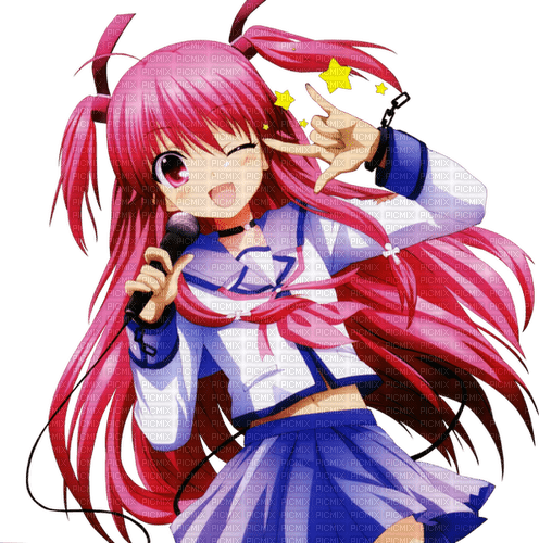 Yui (Angel Beats), anime , kawaii , pink , cute , rock , manga - Free PNG -  PicMix