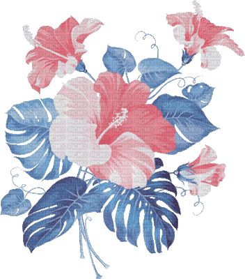 soave deco summer animated flowers tropical branch - Бесплатный анимированный гифка