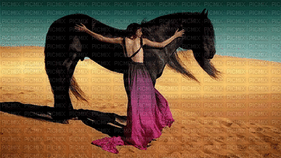 Kaz_Creations Animated Woman Femme Horse Background - Free animated GIF