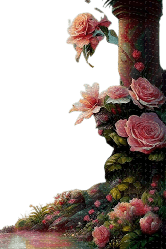 fleurs et colonne - bezmaksas png