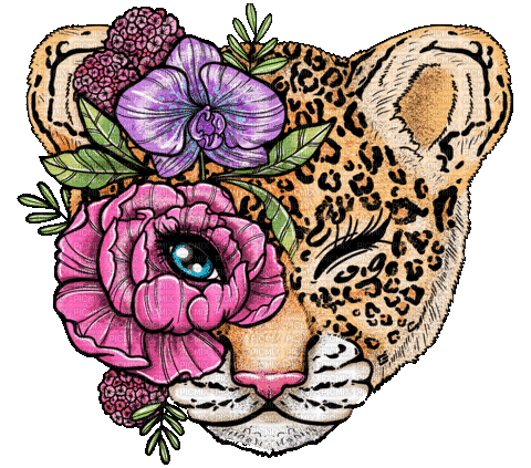 Flower Cheetah - GIF animado gratis