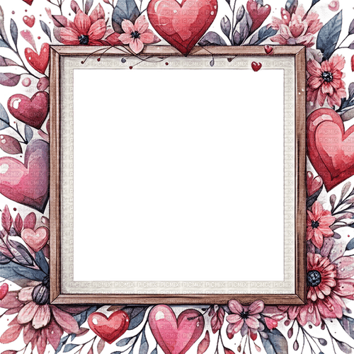 SM3 vday pink red image frame hearts - png gratuito