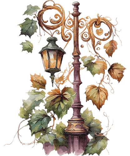 lantern, leaves, autumn, light - PNG gratuit