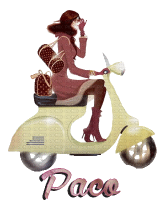 woman with motor scooter bp - GIF animasi gratis