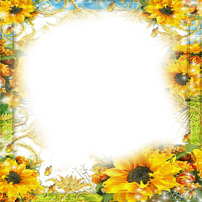 soave frame flowers sunflowers vintage blue - png gratuito